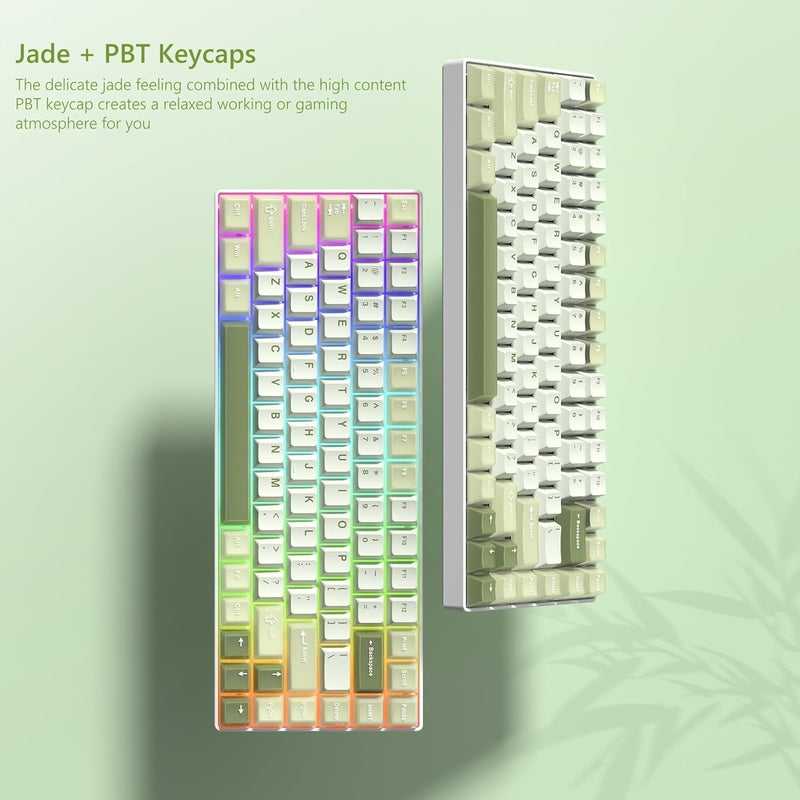 Womier Matcha Green Keycaps PBT, Jelly Keycaps 60 75 100 Percent, Translucent Jade Key caps Custom 127 Keys, Cherry Profile for 61/68/84/87/98/100 Cherry Gateron MX Mechanical Gaming Keyboards - Image 2